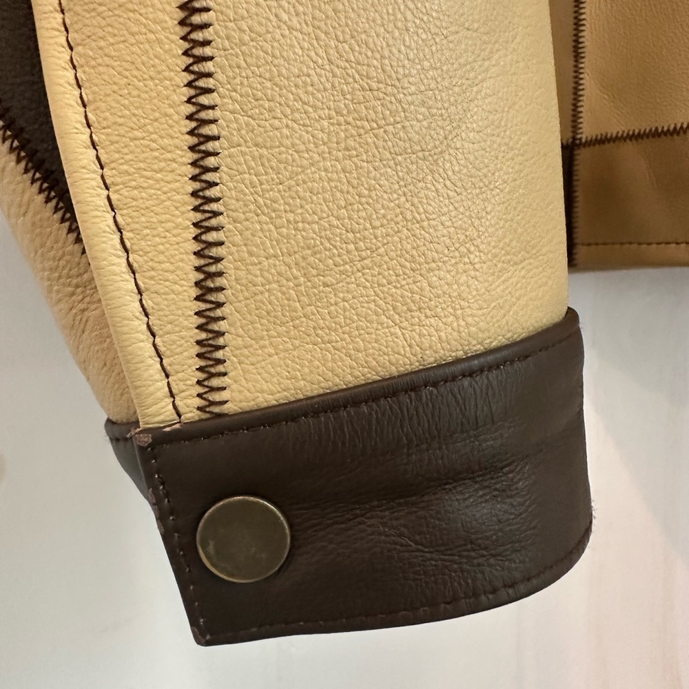 Golf Wang Leather Patchwork Jacket Brown Combo La… - image 5